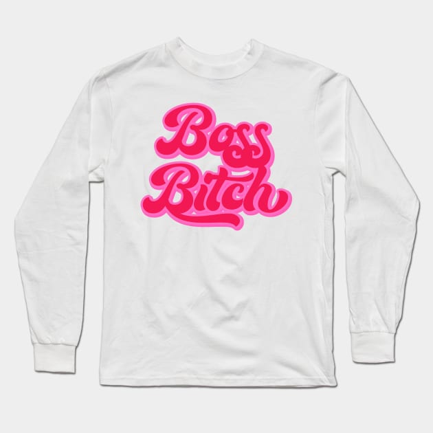 Boss Bitch Pink Aesthetic Long Sleeve T-Shirt by Asilynn